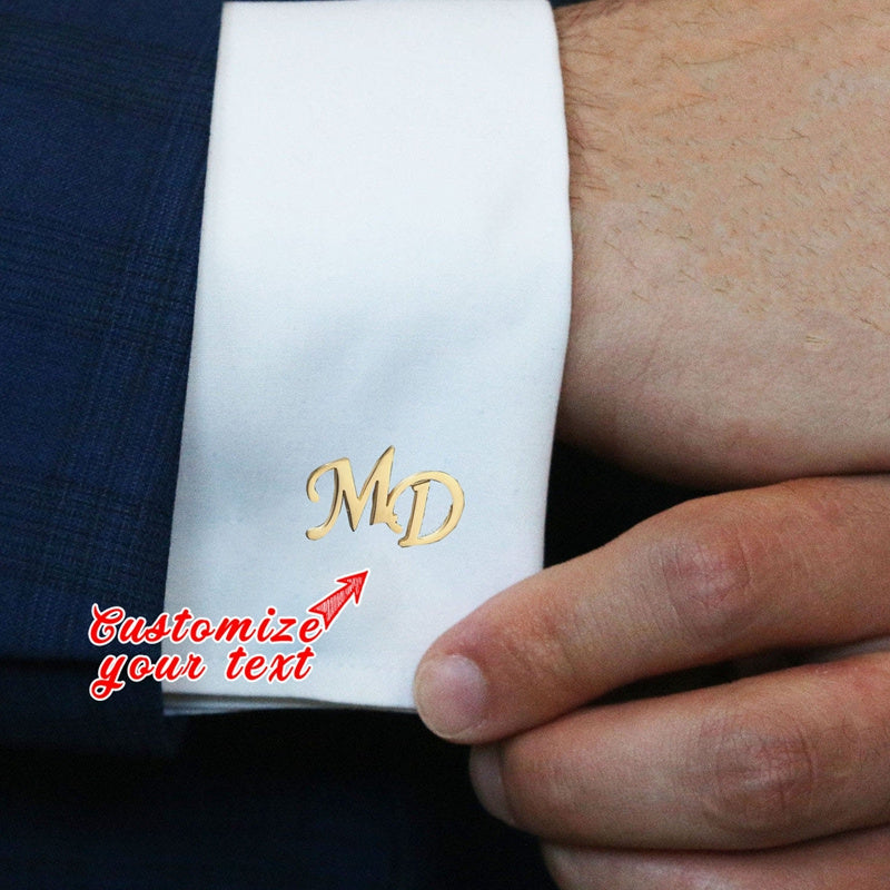 Personalized Initials Cufflinks for Men Engraved Groomsmen Gift Wedding Accessory