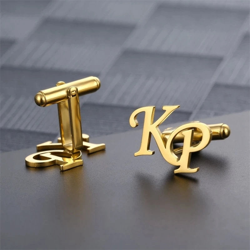 Personalized Initials Cufflinks for Men Engraved Groomsmen Gift Wedding Accessory