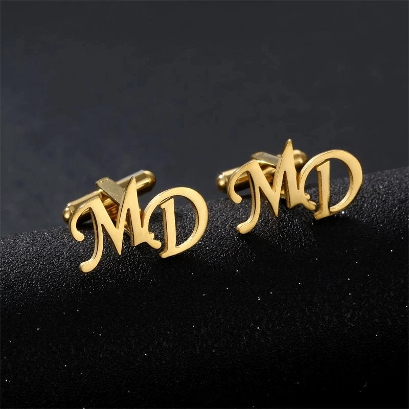 Personalized Initials Cufflinks for Men Engraved Groomsmen Gift Wedding Accessory