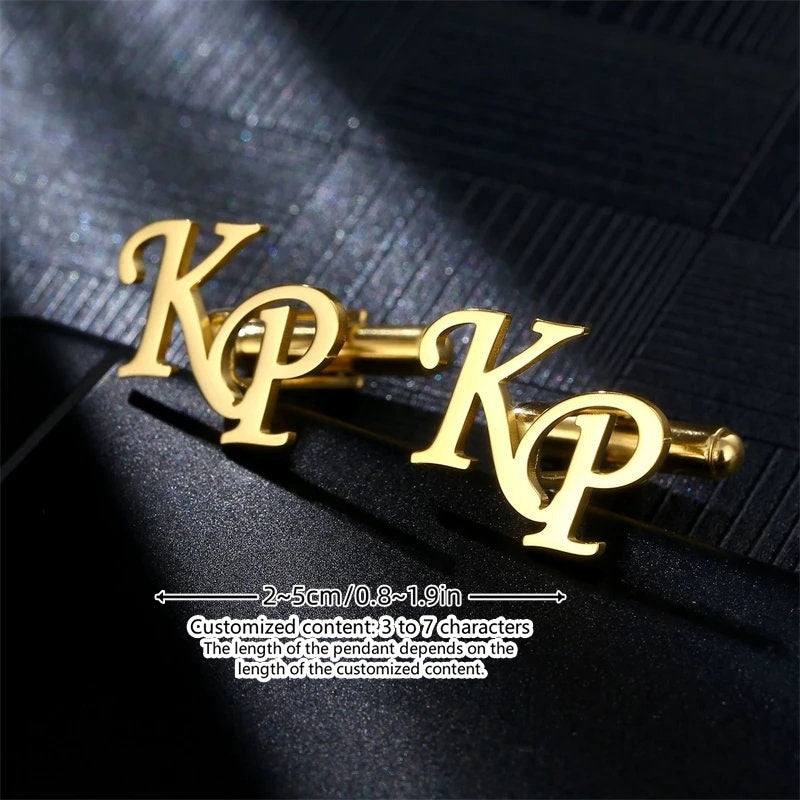 Personalized Initials Cufflinks for Men Engraved Groomsmen Gift Wedding Accessory
