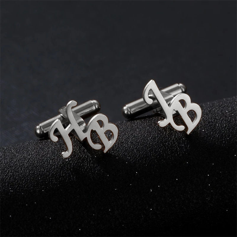 Personalized Initials Cufflinks for Men Engraved Groomsmen Gift Wedding Accessory