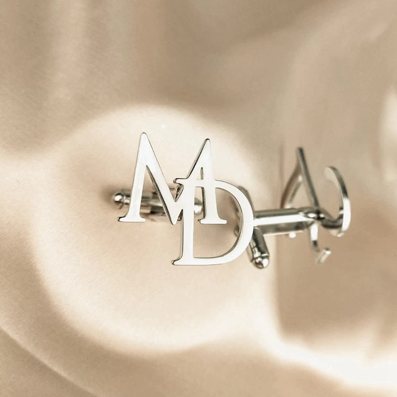 Personalized Initials Cufflinks for Men Engraved Groomsmen Gift Wedding Accessory