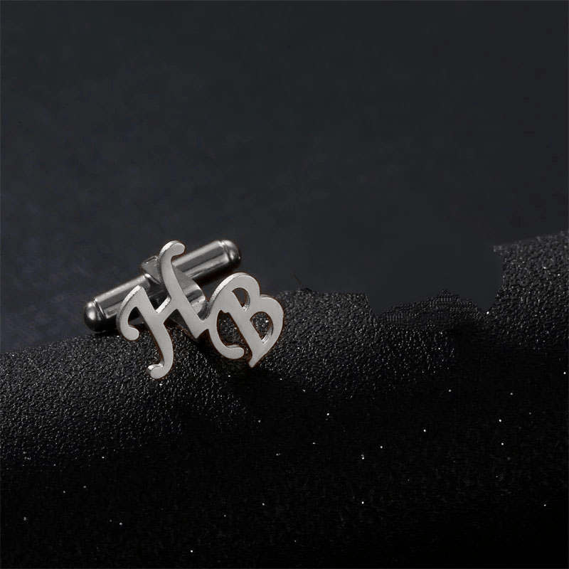 Personalized Initials Cufflinks for Men Engraved Groomsmen Gift Wedding Accessory
