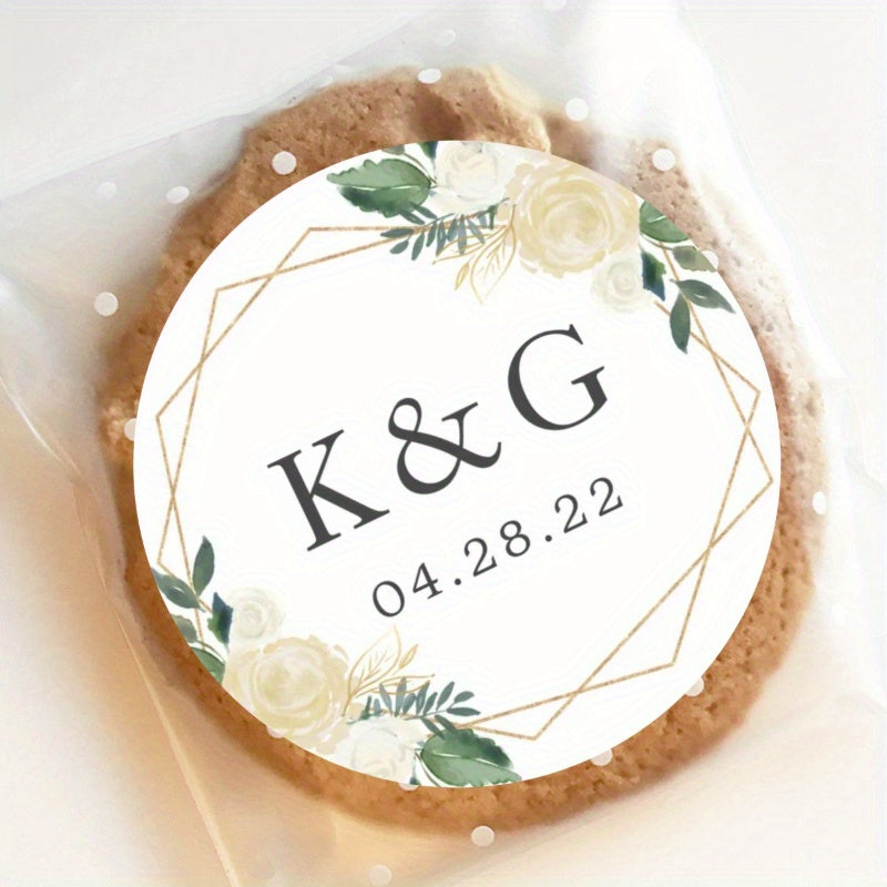 Personalized Round Circle Labels with Name and Date for Bridal Shower Favors Custom Thank You Stickers