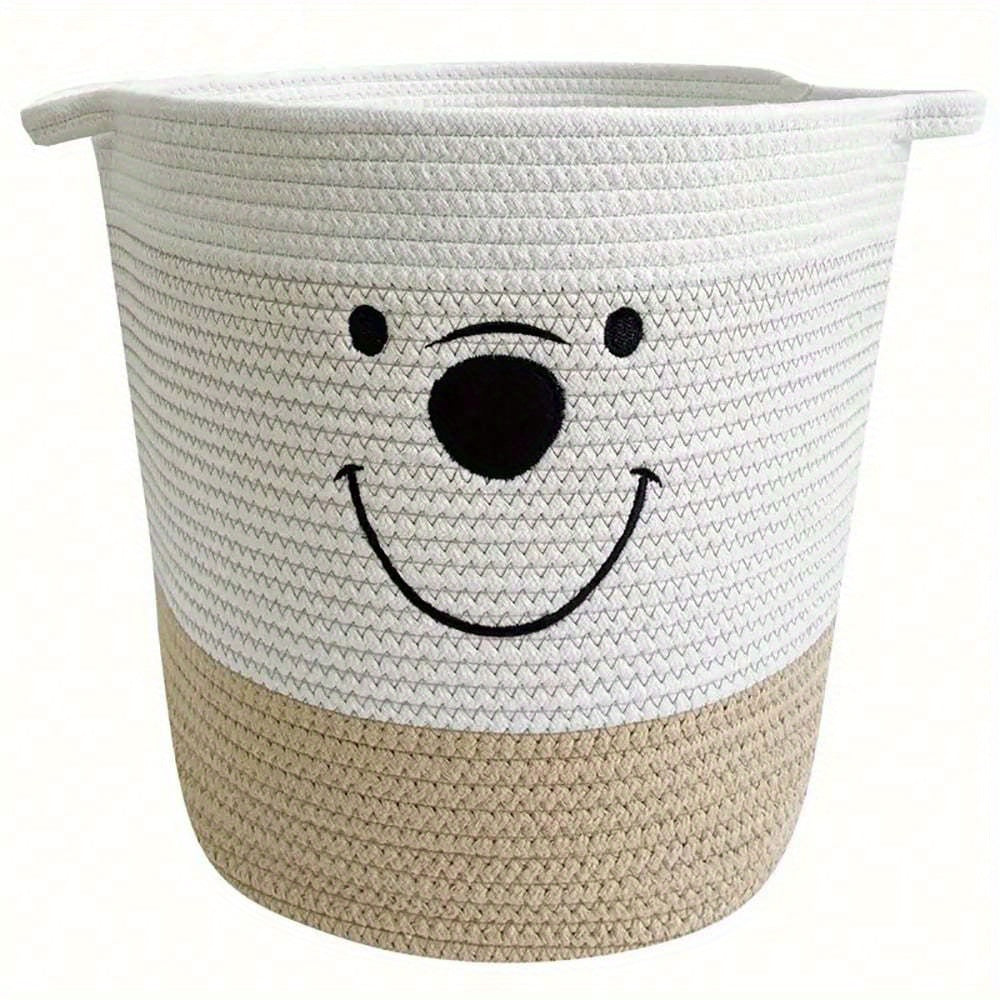 Large Cotton Rope Storage Basket with Handles White and Khaki for Gifts