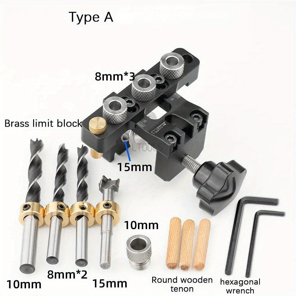 Adjustable Woodworking Dowel Jig Set with Precision Drill Guide for Easy Alignment