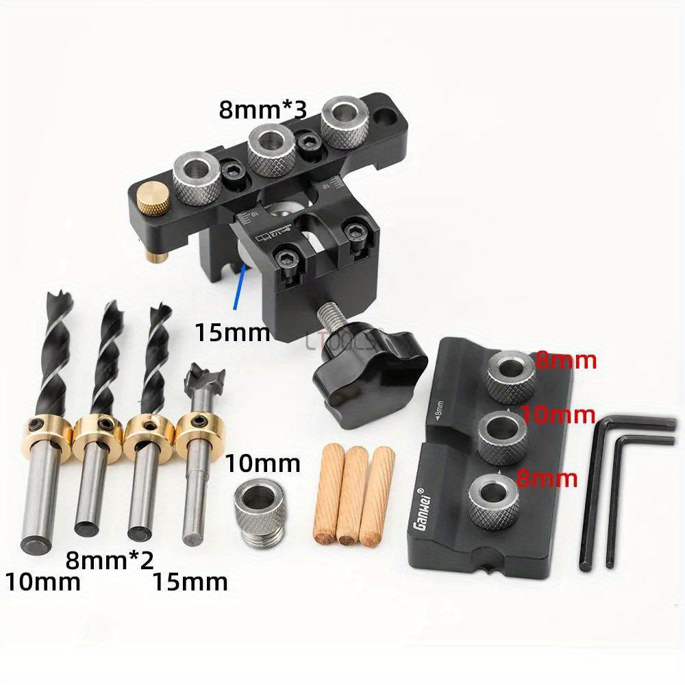 Adjustable Woodworking Dowel Jig Set with Precision Drill Guide for Easy Alignment