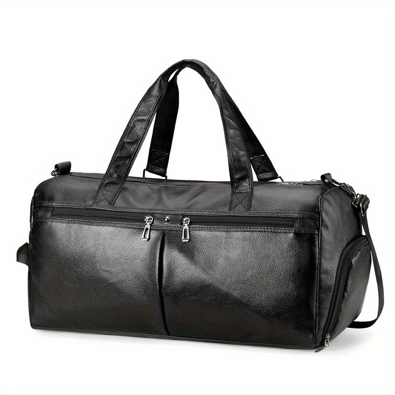 Unisex Black Travel Duffel Bag with Shoe Compartment and Wet Dry Separation