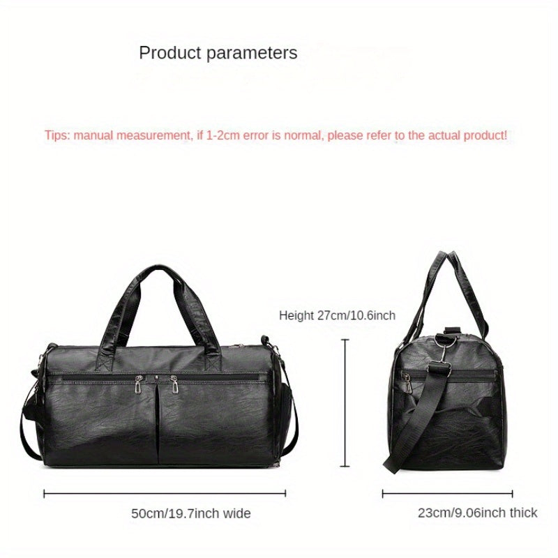 Unisex Black Travel Duffel Bag with Shoe Compartment and Wet Dry Separation