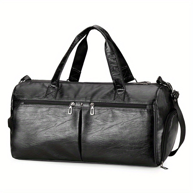 Unisex Black Travel Duffel Bag with Shoe Compartment and Wet Dry Separation