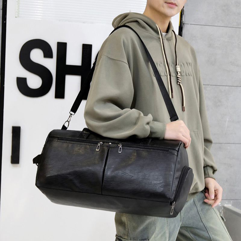 Unisex Black Travel Duffel Bag with Shoe Compartment and Wet Dry Separation