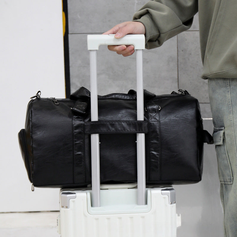 Unisex Black Travel Duffel Bag with Shoe Compartment and Wet Dry Separation