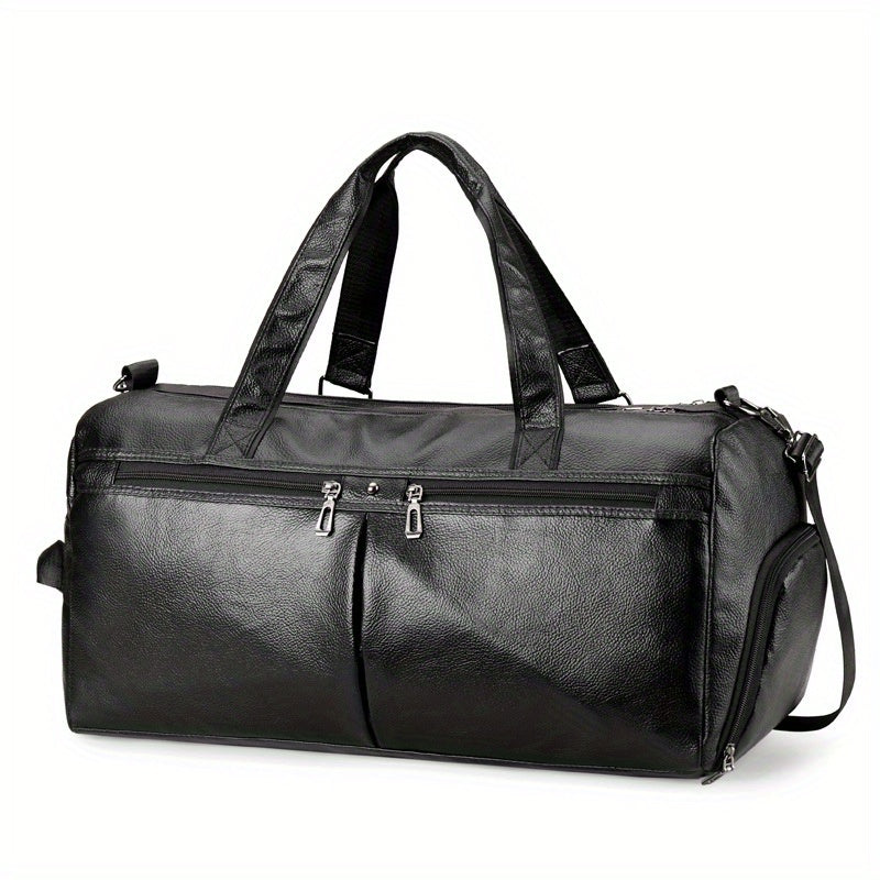 Unisex Black Travel Duffel Bag with Shoe Compartment and Wet Dry Separation