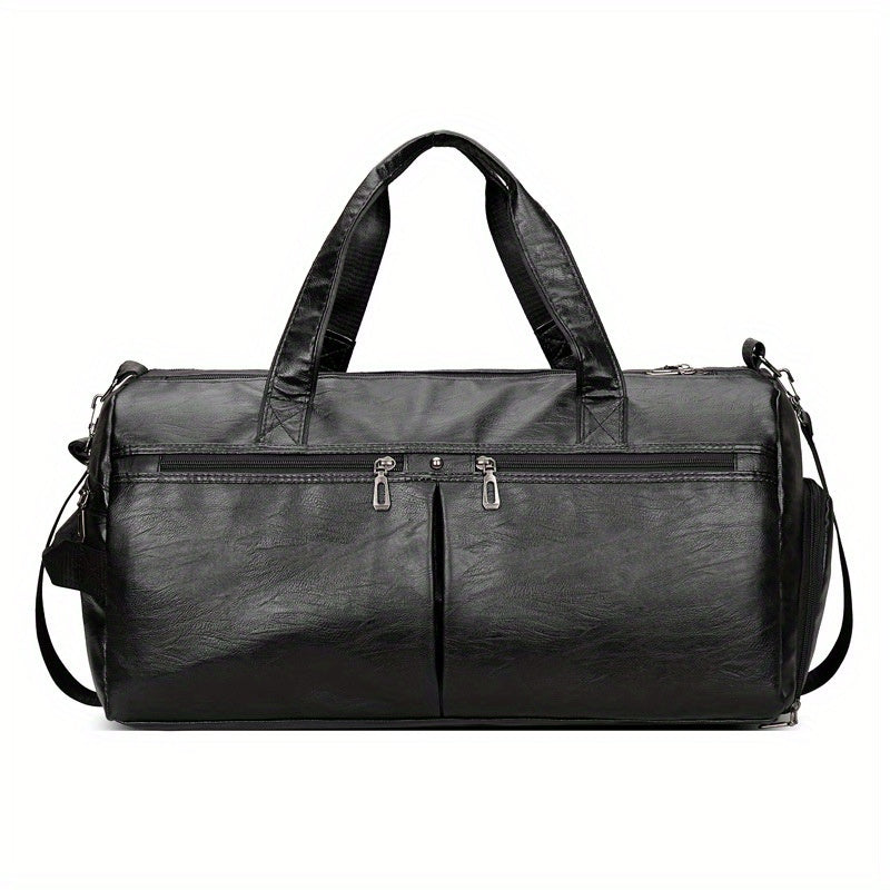 Unisex Black Travel Duffel Bag with Shoe Compartment and Wet Dry Separation