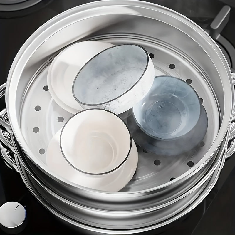 Stainless Steel Double-Layer Steamer Set with Glass Lid Large Heavy-Duty