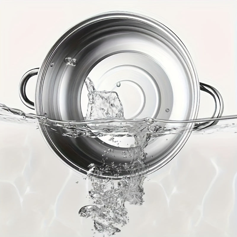 Stainless Steel Double-Layer Steamer Set with Glass Lid Large Heavy-Duty