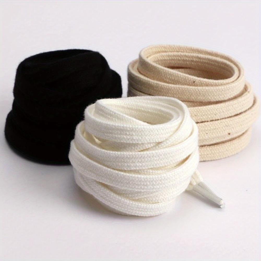 Double Weave Shoelaces for Sneakers, Flat, Black White Beige, Durable