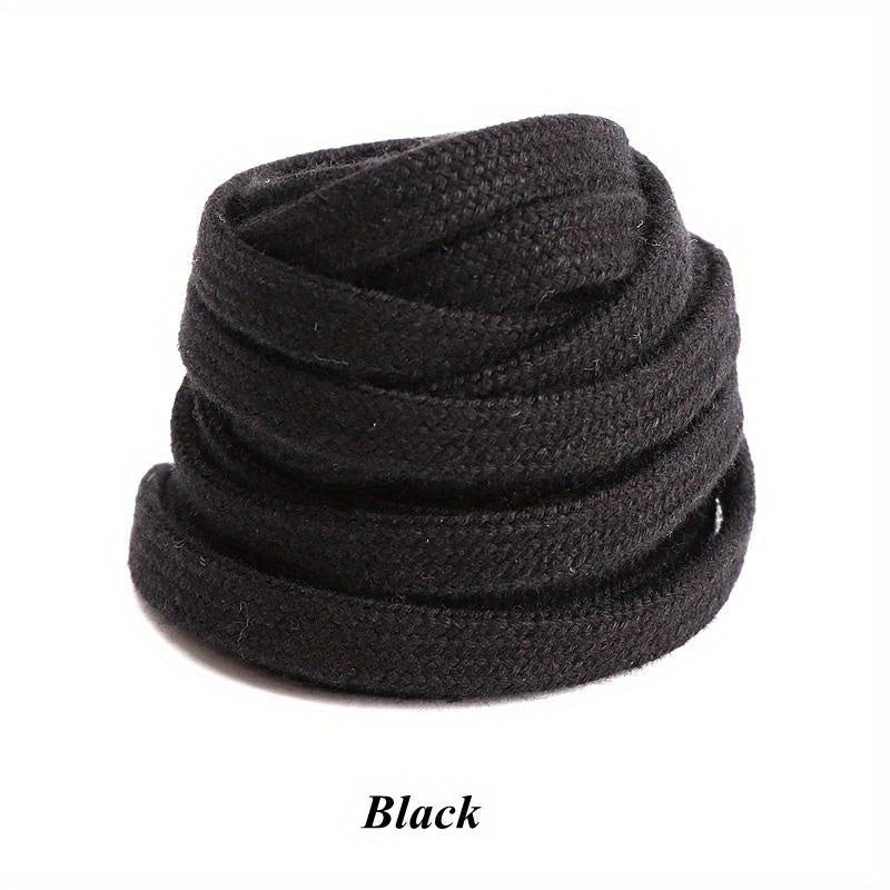 Double Weave Shoelaces for Sneakers, Flat, Black White Beige, Durable