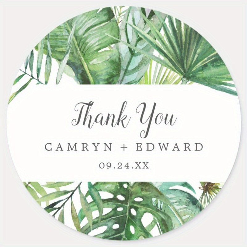 Personalized Round Circle Labels with Name and Date for Bridal Shower Favors Custom Thank You Stickers