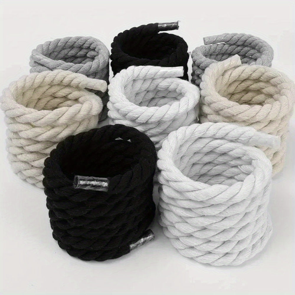 Unisex Cotton Hemp Rope Shoelaces Thickened Twisted Thread for Canvas Shoes