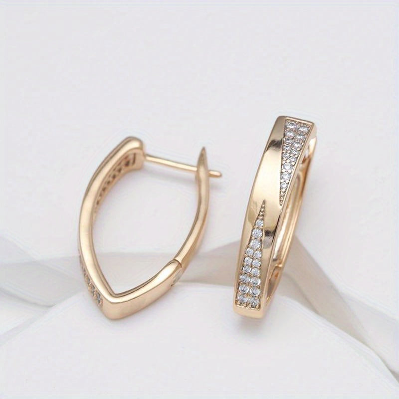 Women’s Gold Hoop Earrings with Cubic Zirconia Vintage Drop Jewelry for Weddings and Gifts