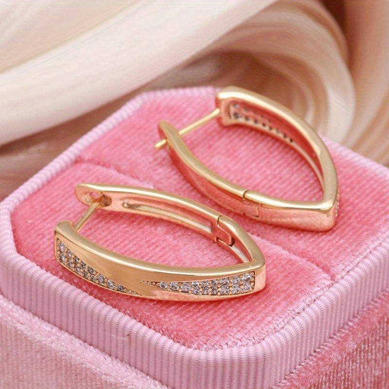 Women’s Gold Hoop Earrings with Cubic Zirconia Vintage Drop Jewelry for Weddings and Gifts
