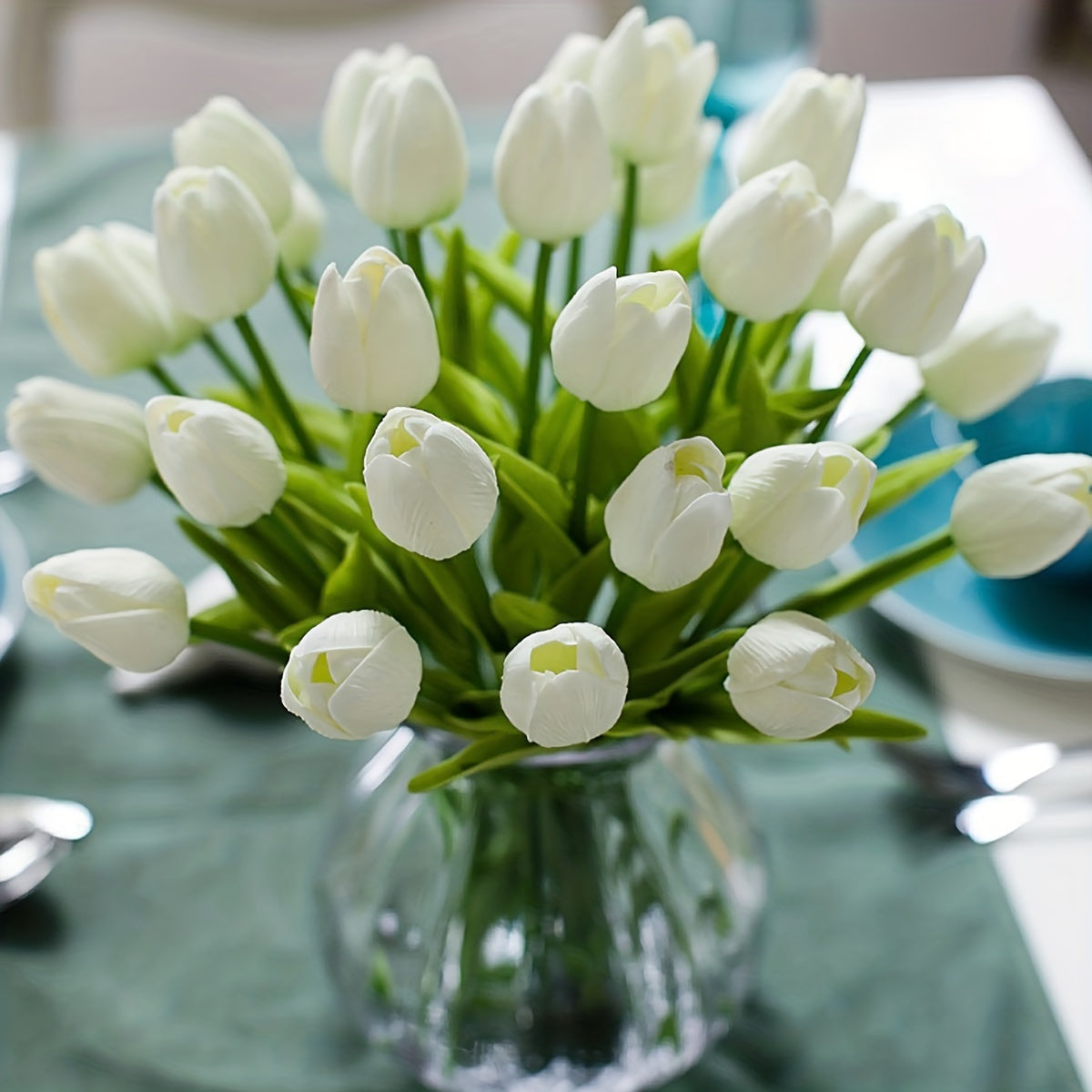 Artificial White Mini Tulips for DIY Crafts Weddings Home Decor Set of 6
