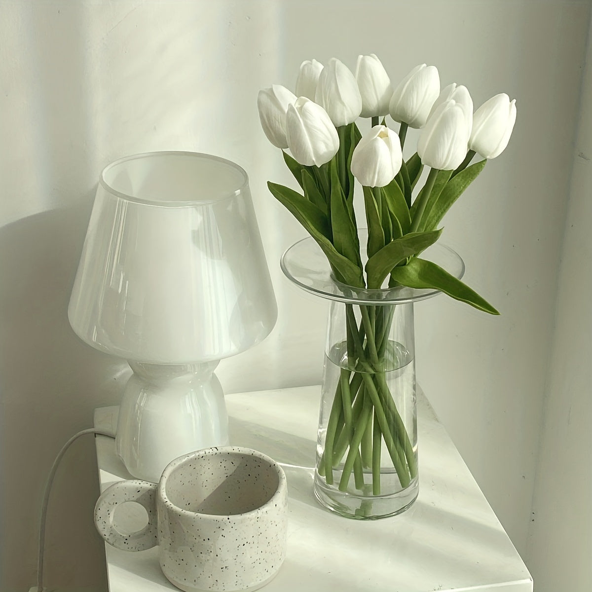 Artificial White Mini Tulips for DIY Crafts Weddings Home Decor Set of 6