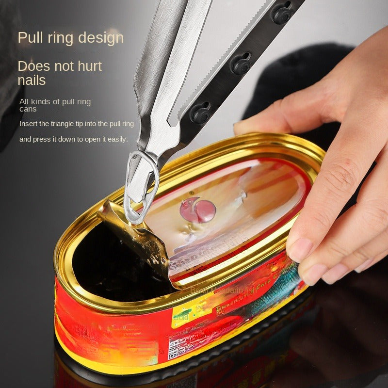 Stainless Steel Multi-Function Bottle Opener Can Opener Screw Cap Remover Fish Scaler Kitchen Tool
