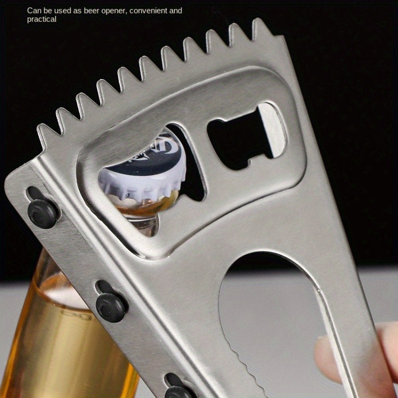 Stainless Steel Multi-Function Bottle Opener Can Opener Screw Cap Remover Fish Scaler Kitchen Tool