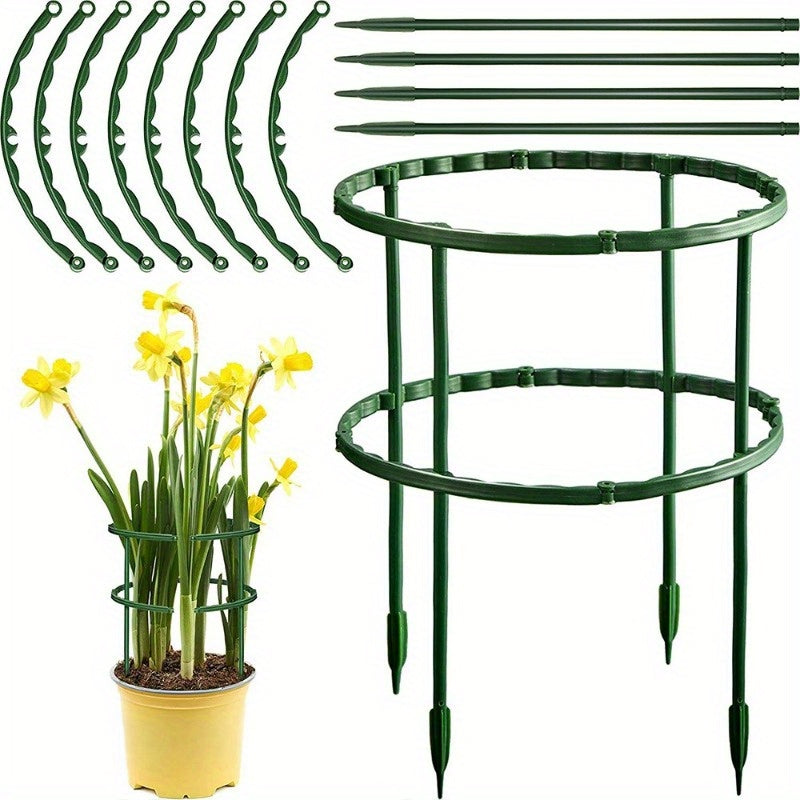 12 Pack Green Plastic Garden Plant Support Cages for Bonsai and Climbing Plants