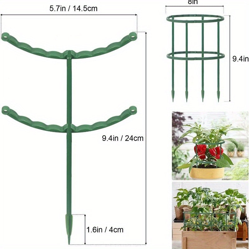 12 Pack Green Plastic Garden Plant Support Cages for Bonsai and Climbing Plants
