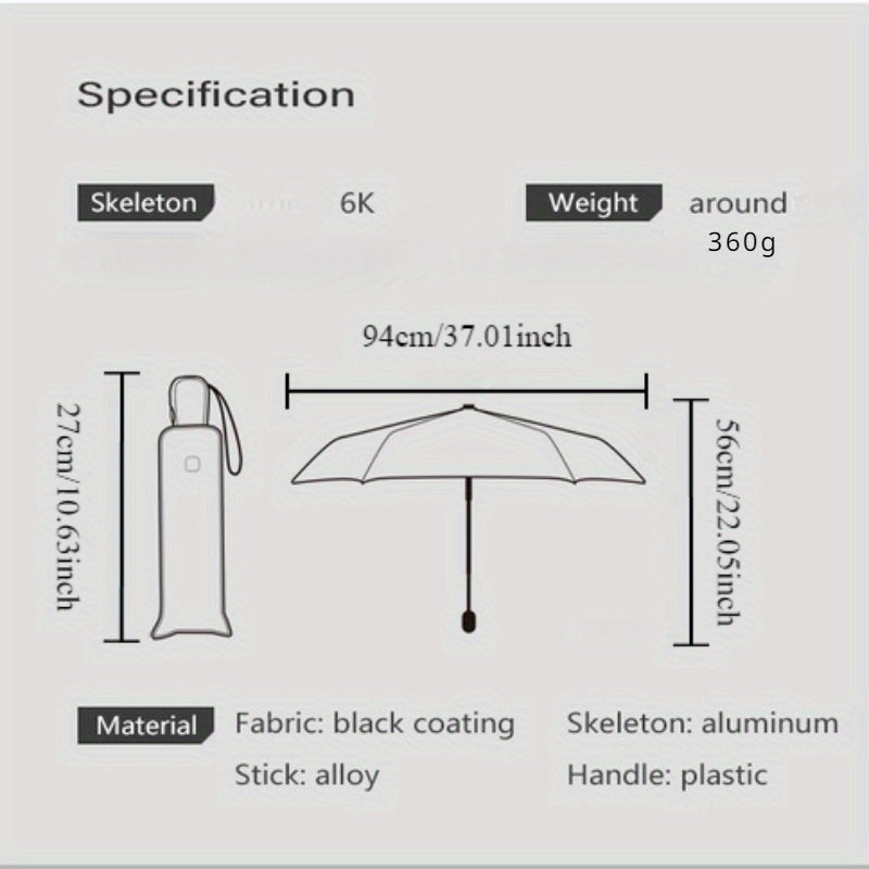 Ultralight Automatic Travel Sun Umbrella Foldable Minimalist Pongee 210T Aluminum Alloy Ribs