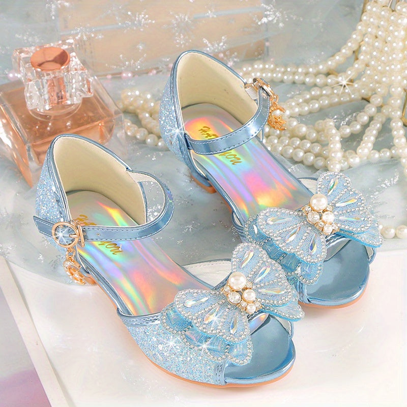 Children's Summer Princess Sandals Girls Crystal High Heel Casual Shoes