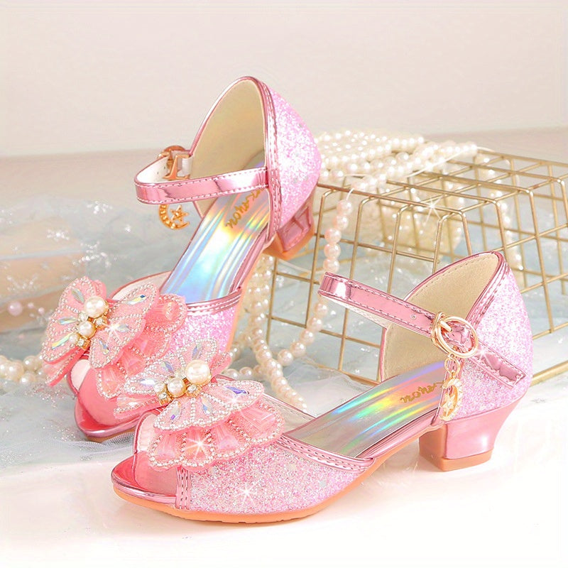 Children's Summer Princess Sandals Girls Crystal High Heel Casual Shoes
