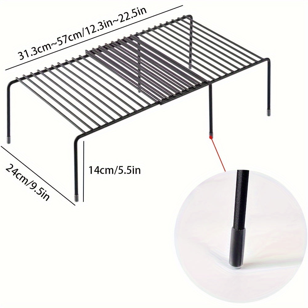 Expandable Metal Shelf Organizer for Kitchen Countertop Space-Saving Rustproof Carbon Steel