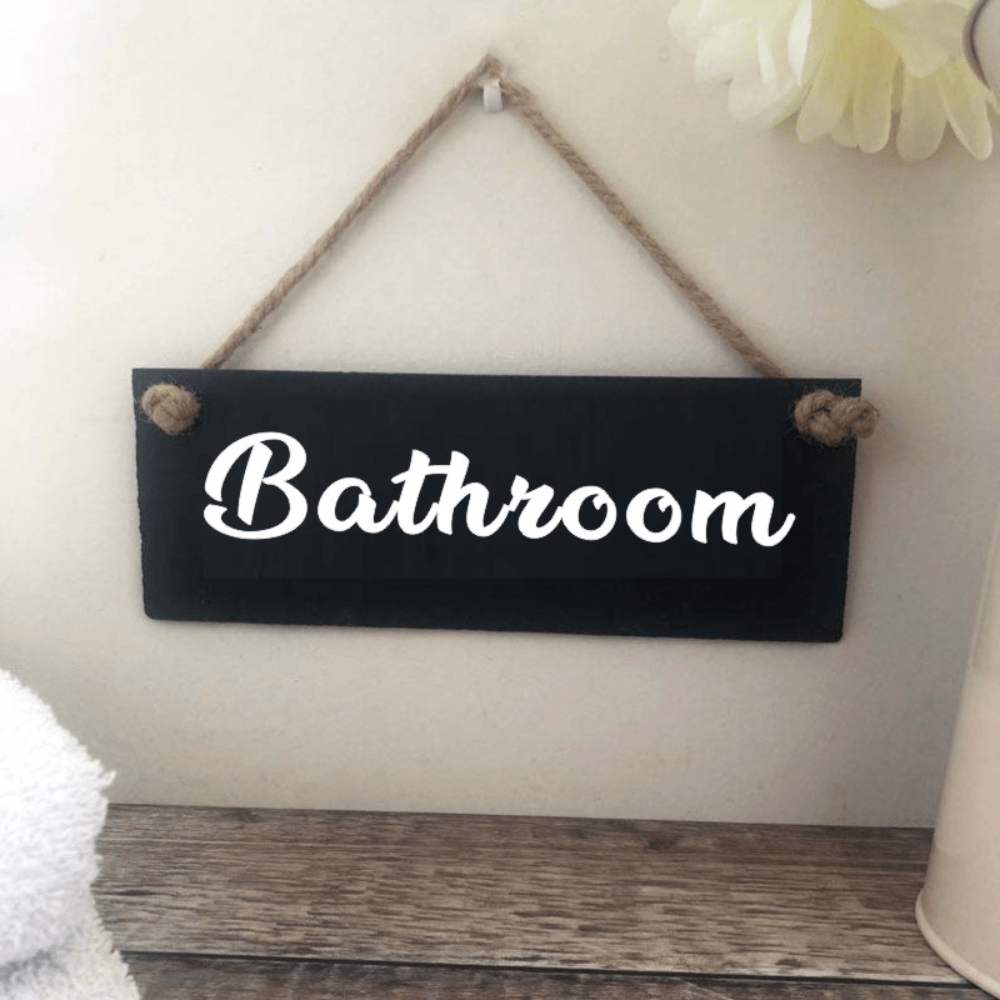 Uy bezaklari uchun jute ipli yog'och hammom belgisi