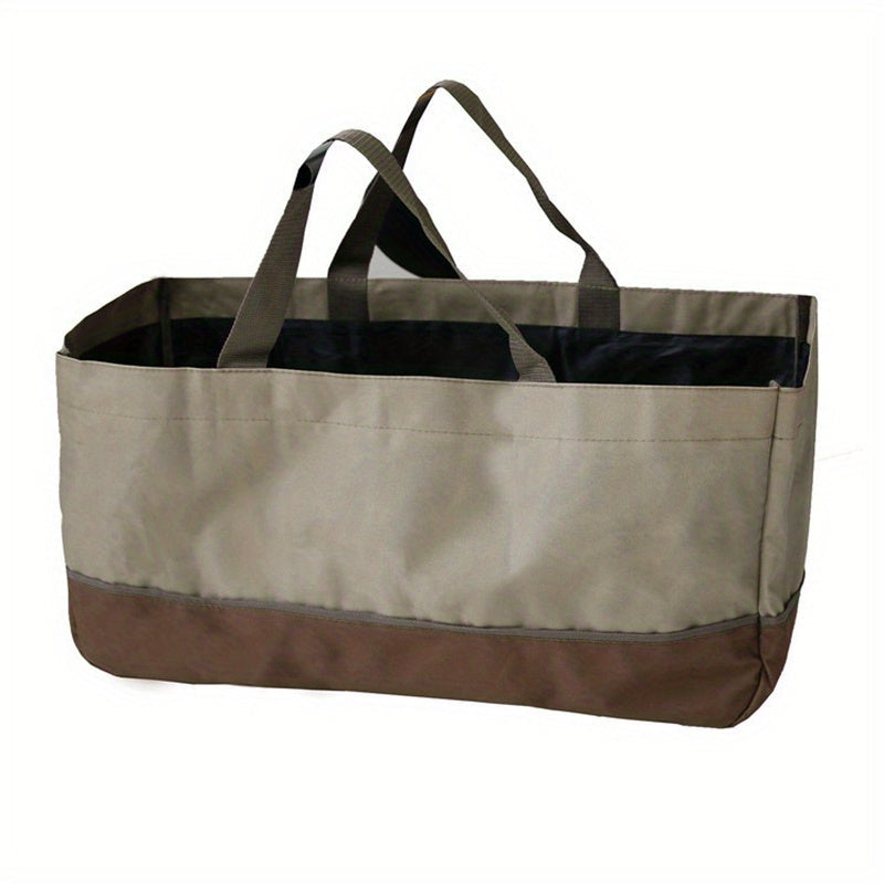 Waterproof Canvas Firewood Carrier Bag Large Capacity Brown for Camping and Home