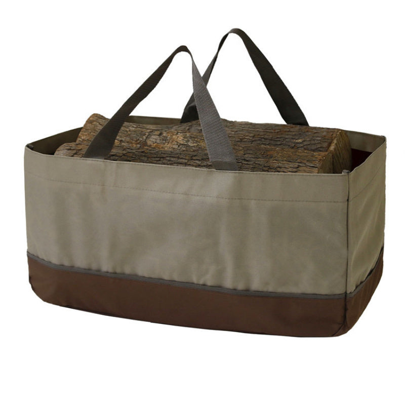 Waterproof Canvas Firewood Carrier Bag Large Capacity Brown for Camping and Home