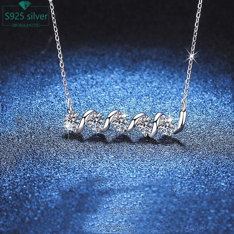 Sterling Silver Necklace with 1.5 Carat Morganite Minimalist Collarbone Chain for Women and Men