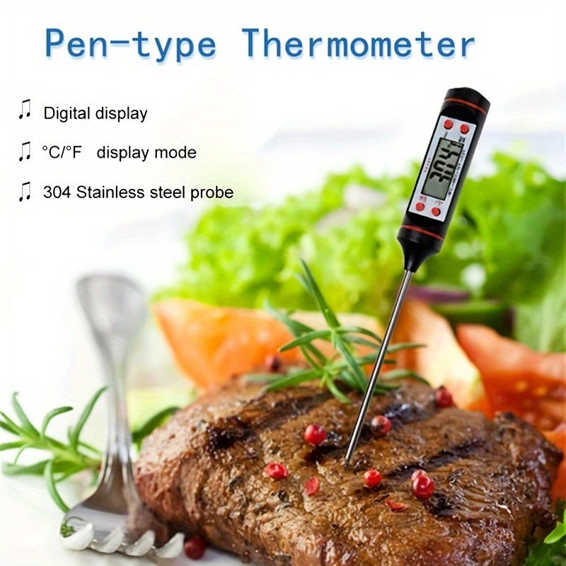 Digital Meat Thermometer with Digital Display, 0.1 Accuracy, Battery Powered, Food Cooking and BBQ Probe
