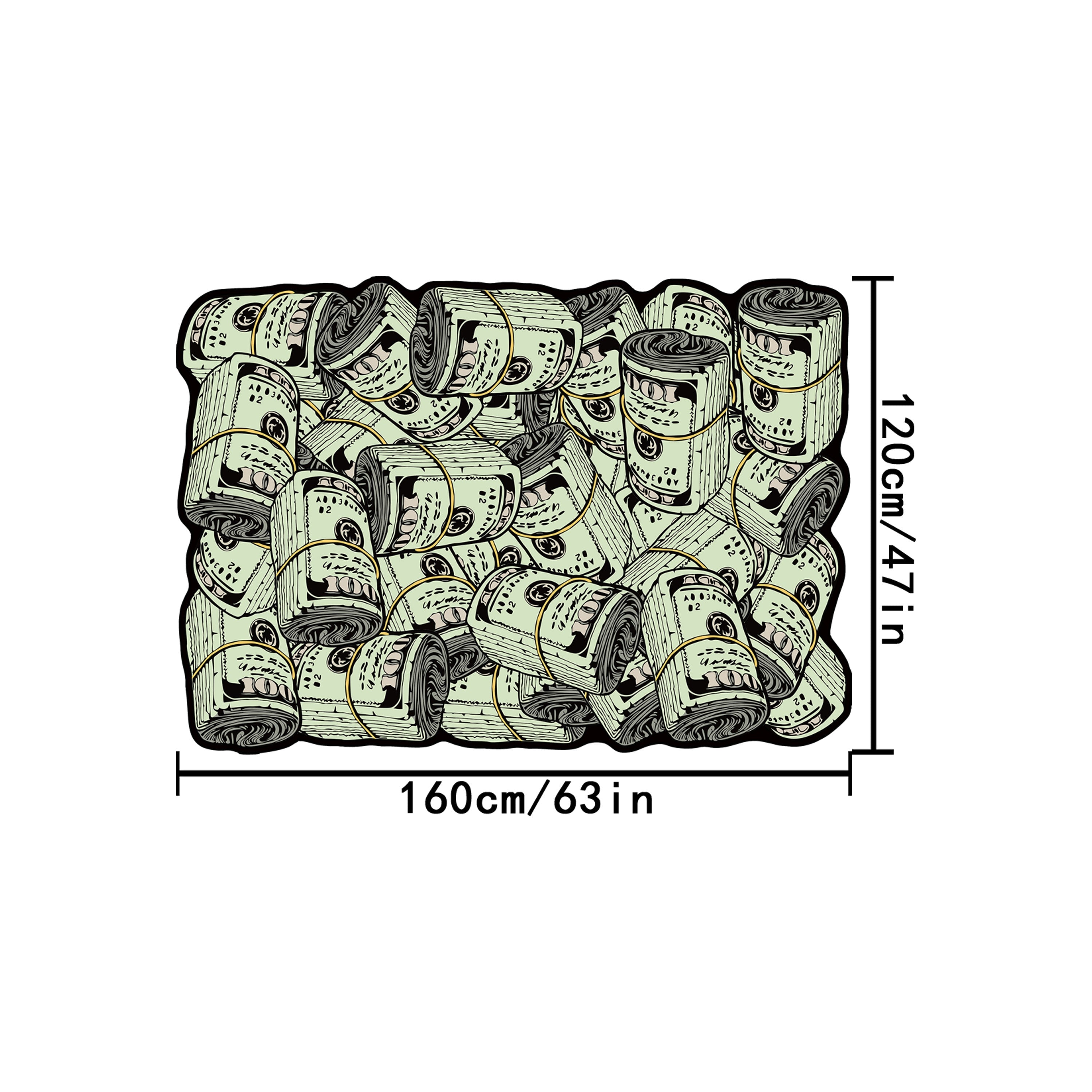 Festive Dollar Bill Pattern Carpet for Living Room or Bedroom Soft and Comfortable