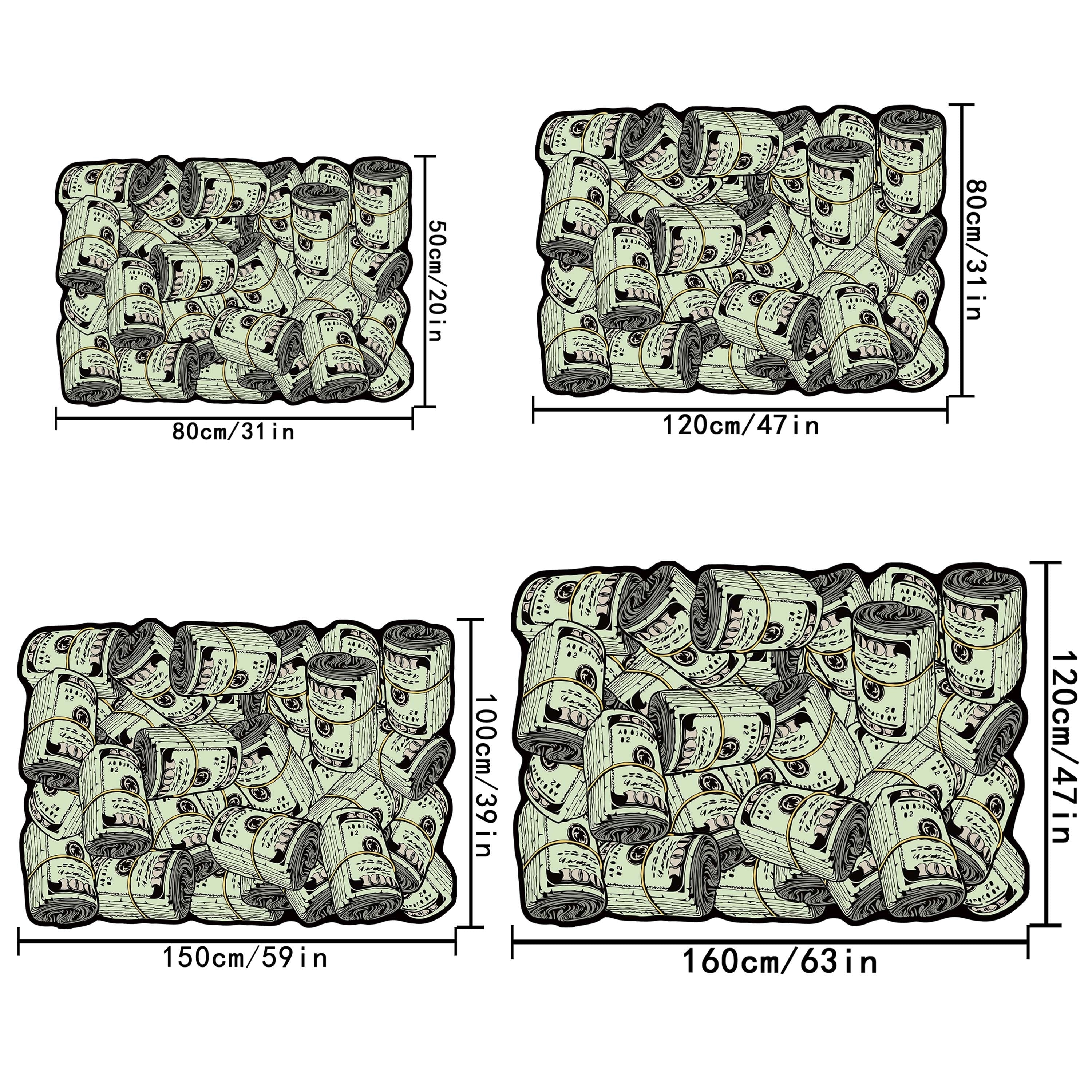 Festive Dollar Bill Pattern Carpet for Living Room or Bedroom Soft and Comfortable