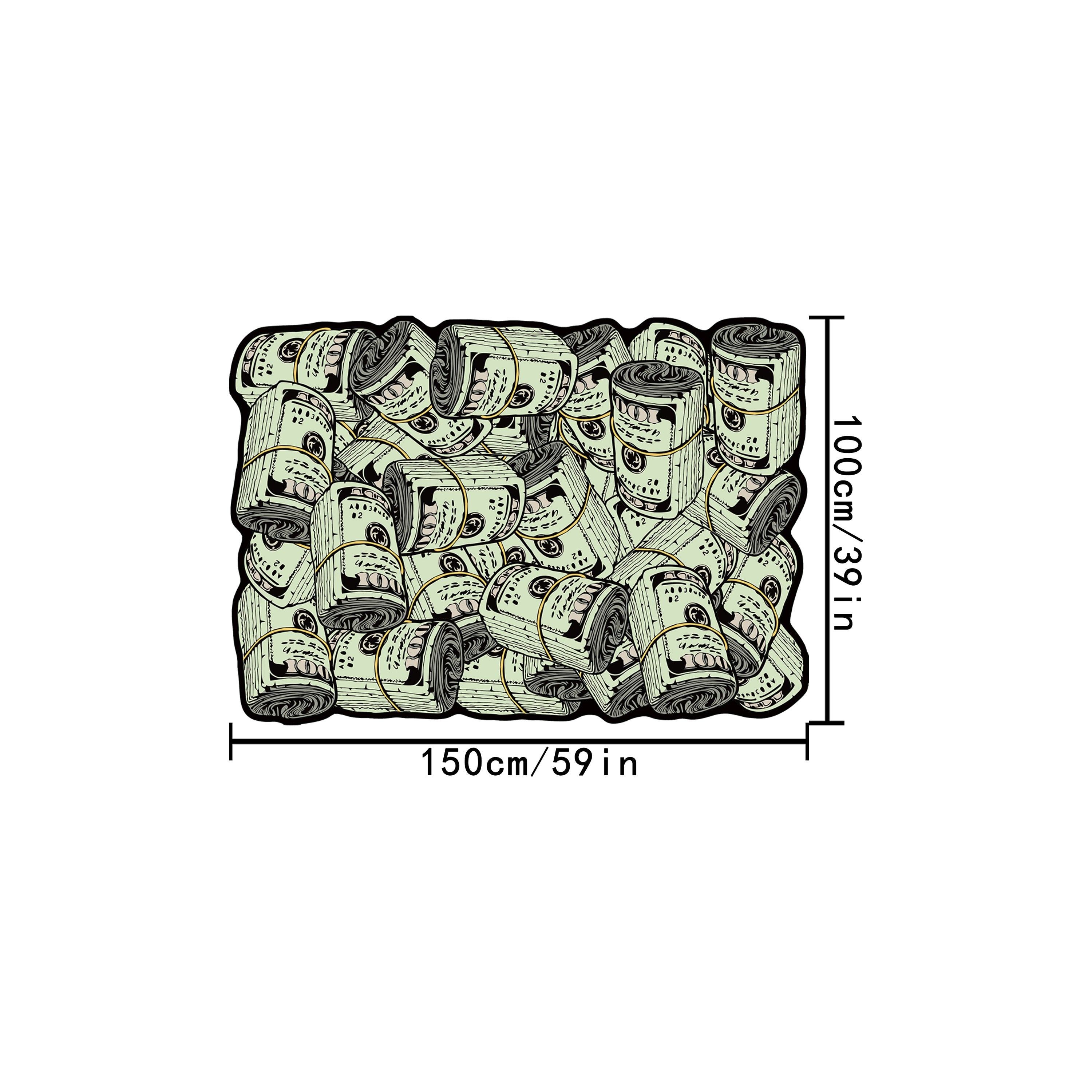 Festive Dollar Bill Pattern Carpet for Living Room or Bedroom Soft and Comfortable