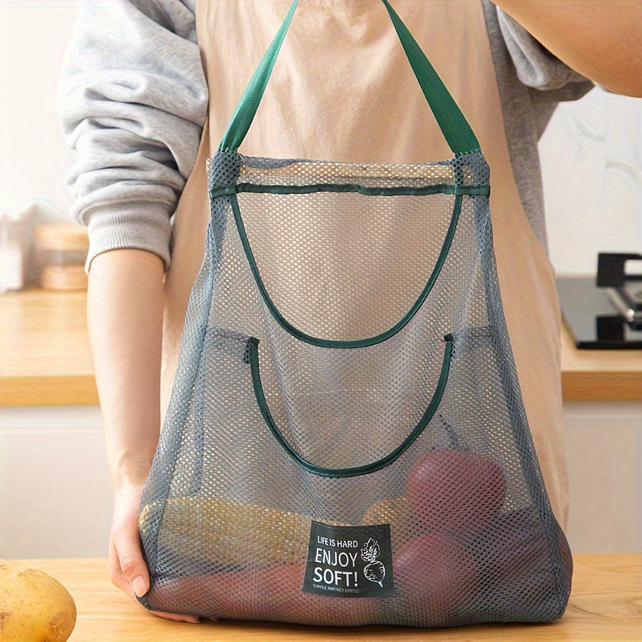 Bolsa de almacenamiento para cocina para frutas y verduras, organizador de pared con diseño de malla