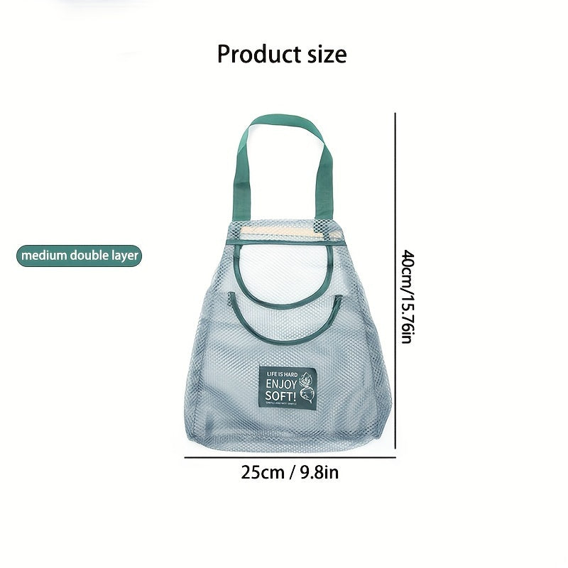 Bolsa de almacenamiento para cocina para frutas y verduras, organizador de pared con diseño de malla