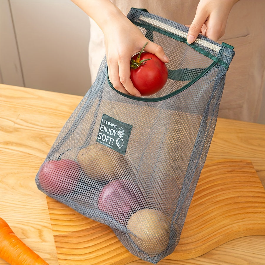 Bolsa de almacenamiento para cocina para frutas y verduras, organizador de pared con diseño de malla