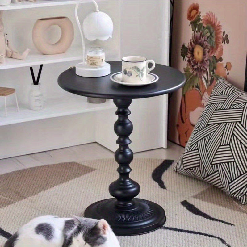 Small Round Metal Side Table for Living Room or Balcony 35cm Creamy Wind Color