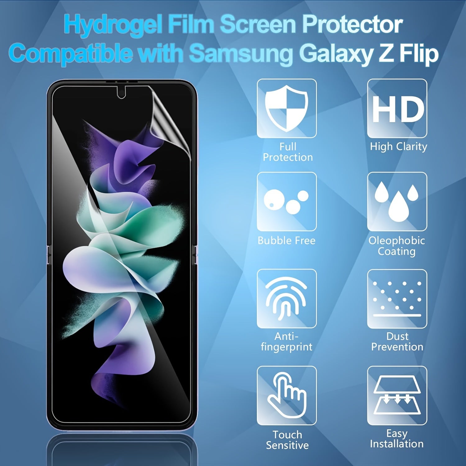 HD Hydrogel Screen Protectors for Samsung Galaxy Z Flip 3 4 5G Curved Edge Ultra HD Clear