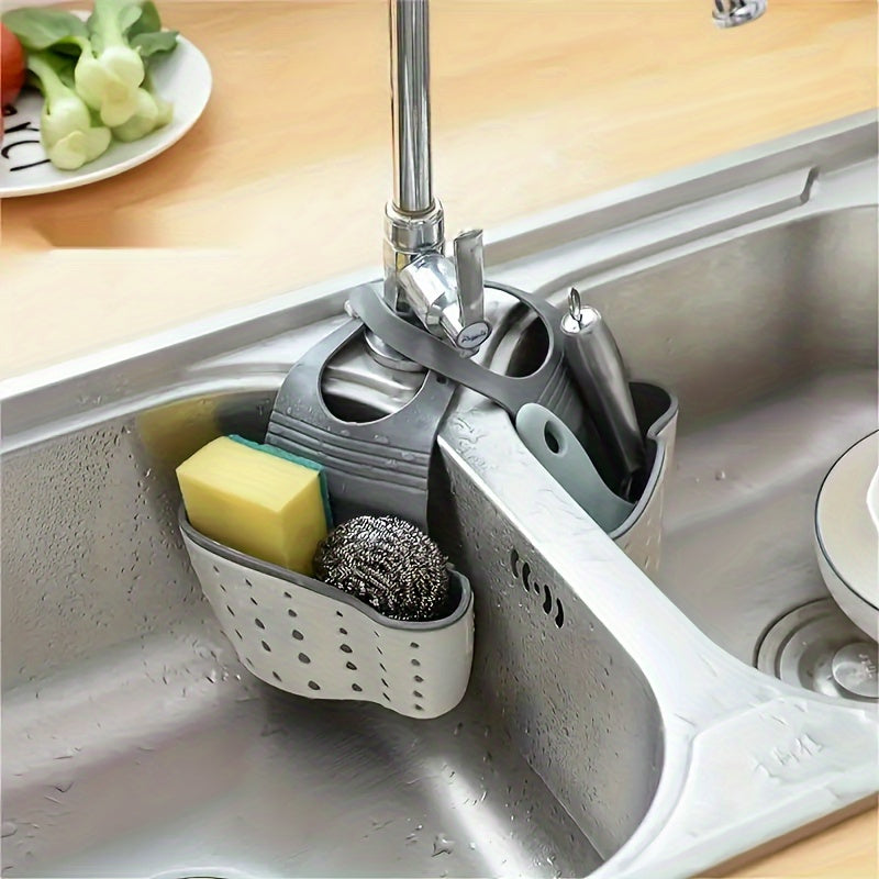 Adjustable Plastic Kitchen Sink Organizer Hanging Drain Basket for Sponges